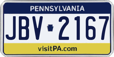 PA license plate JBV2167