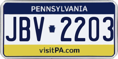 PA license plate JBV2203