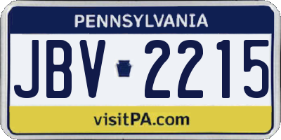 PA license plate JBV2215