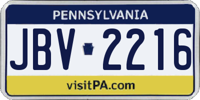 PA license plate JBV2216