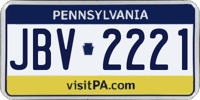 PA license plate JBV2221