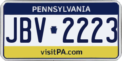 PA license plate JBV2223