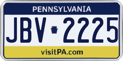 PA license plate JBV2225