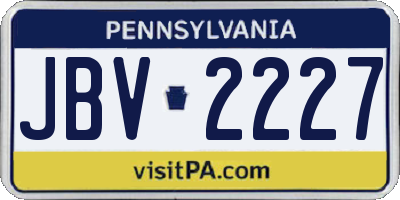 PA license plate JBV2227