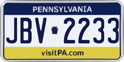 PA license plate JBV2233