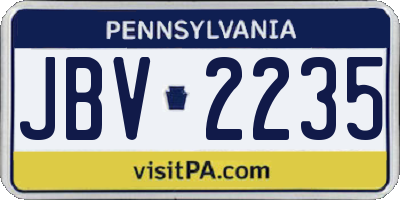 PA license plate JBV2235