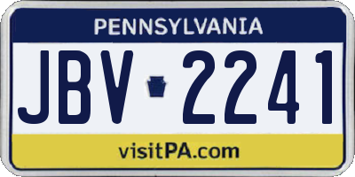 PA license plate JBV2241