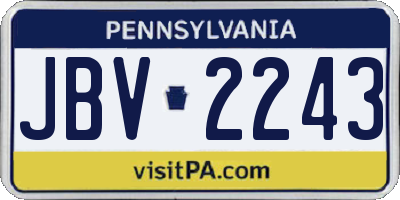PA license plate JBV2243