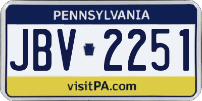 PA license plate JBV2251