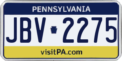 PA license plate JBV2275