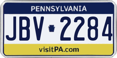 PA license plate JBV2284