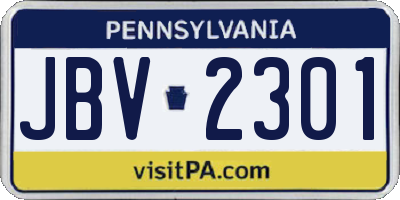 PA license plate JBV2301