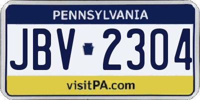 PA license plate JBV2304