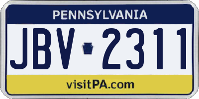 PA license plate JBV2311