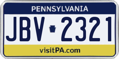 PA license plate JBV2321