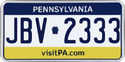 PA license plate JBV2333