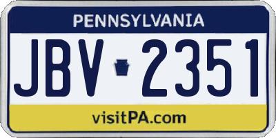 PA license plate JBV2351