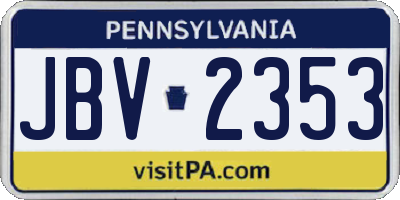 PA license plate JBV2353
