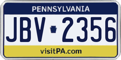 PA license plate JBV2356