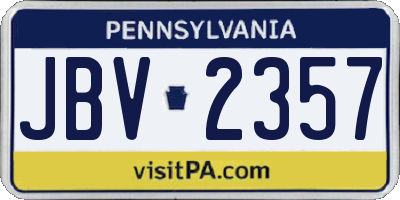 PA license plate JBV2357