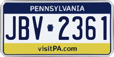 PA license plate JBV2361