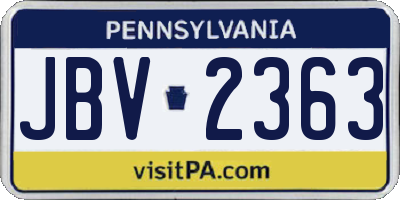 PA license plate JBV2363