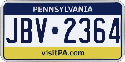 PA license plate JBV2364