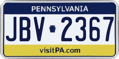PA license plate JBV2367