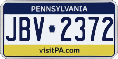 PA license plate JBV2372