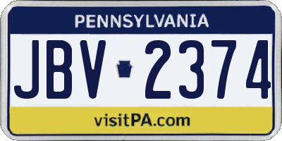 PA license plate JBV2374