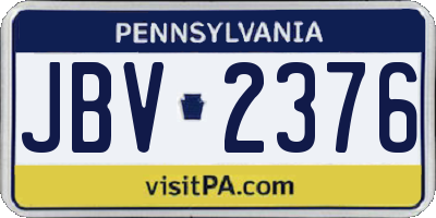 PA license plate JBV2376