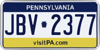 PA license plate JBV2377