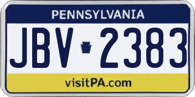 PA license plate JBV2383