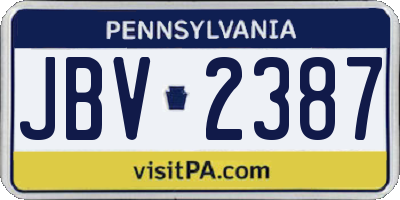 PA license plate JBV2387