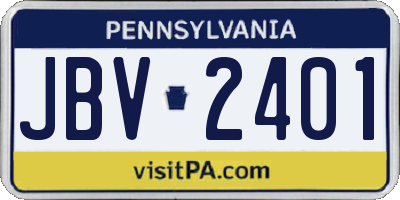 PA license plate JBV2401