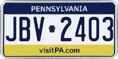 PA license plate JBV2403