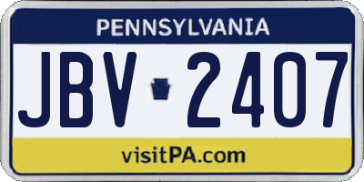 PA license plate JBV2407