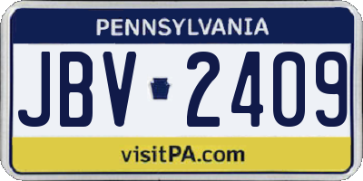 PA license plate JBV2409