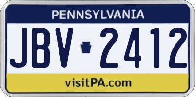 PA license plate JBV2412
