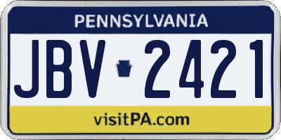 PA license plate JBV2421