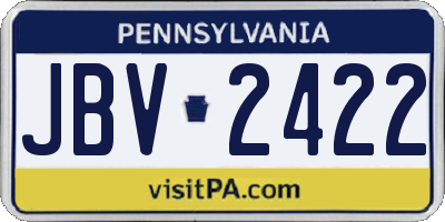 PA license plate JBV2422