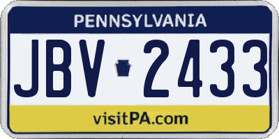 PA license plate JBV2433