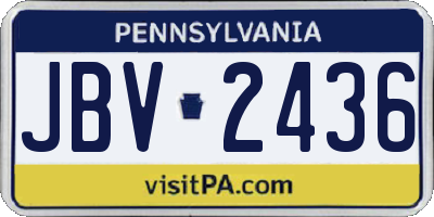 PA license plate JBV2436