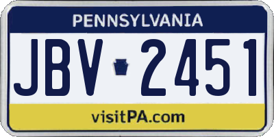 PA license plate JBV2451