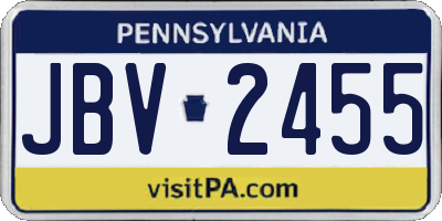 PA license plate JBV2455