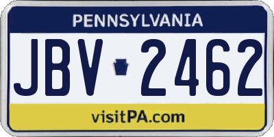 PA license plate JBV2462