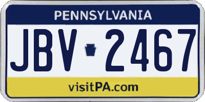 PA license plate JBV2467