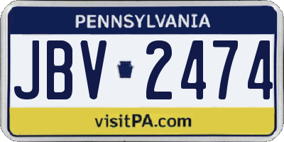 PA license plate JBV2474