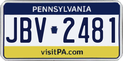 PA license plate JBV2481