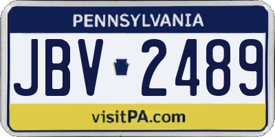 PA license plate JBV2489